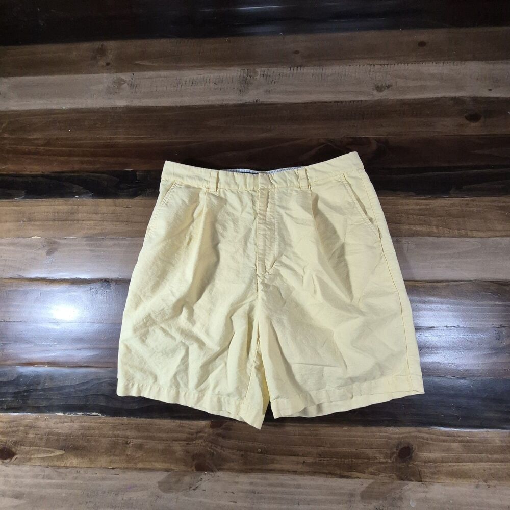Tommy Hilfiger Men's Chino Shorts, Yellow, Cotton Golf Casual Flat Front Size 36